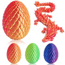 3D Printed Dragon Eggs - Dragon eggs contain dragon - Cool Crystal Dragon - office and home decor artwork - Funny and mysterious toys - Dragons with flexible joints (Laser Red Edition[with eggs]）