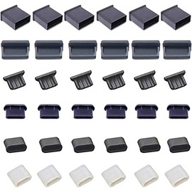 36 PCS 6 Types USB Anti Dust Cover Plugs, Silicone Soft Micro USB Cap Port Protector, USB Type-C Dust Stopper, Anti Dust Cover Protector Plugs Cap for USB A, Micro USB, Type C Female and Male Ports