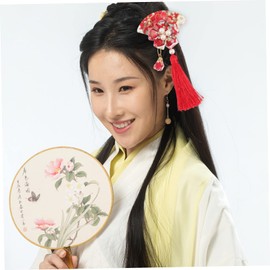 Outanaya 2Pcs Japanese Fan Tassel Hairpin Elegant Fabric Barrette Headdress for Women and Vintage Style Hair Accessory for Weddings Parties and Special Occasions