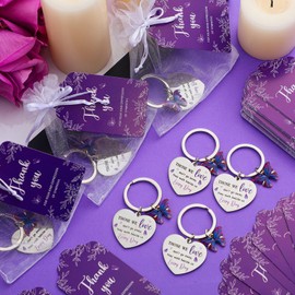 Purple 50 Set Funeral Favors Celebration of Life Butterfly Keychains