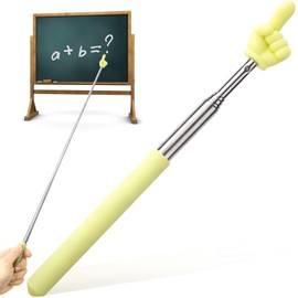 Pndeyo Retractable Teacher Pointers, Mini Portable Finger Pointer Stick, Cute Pointing Finger Stick Teach Supplies for Classroom Reading- Yellow