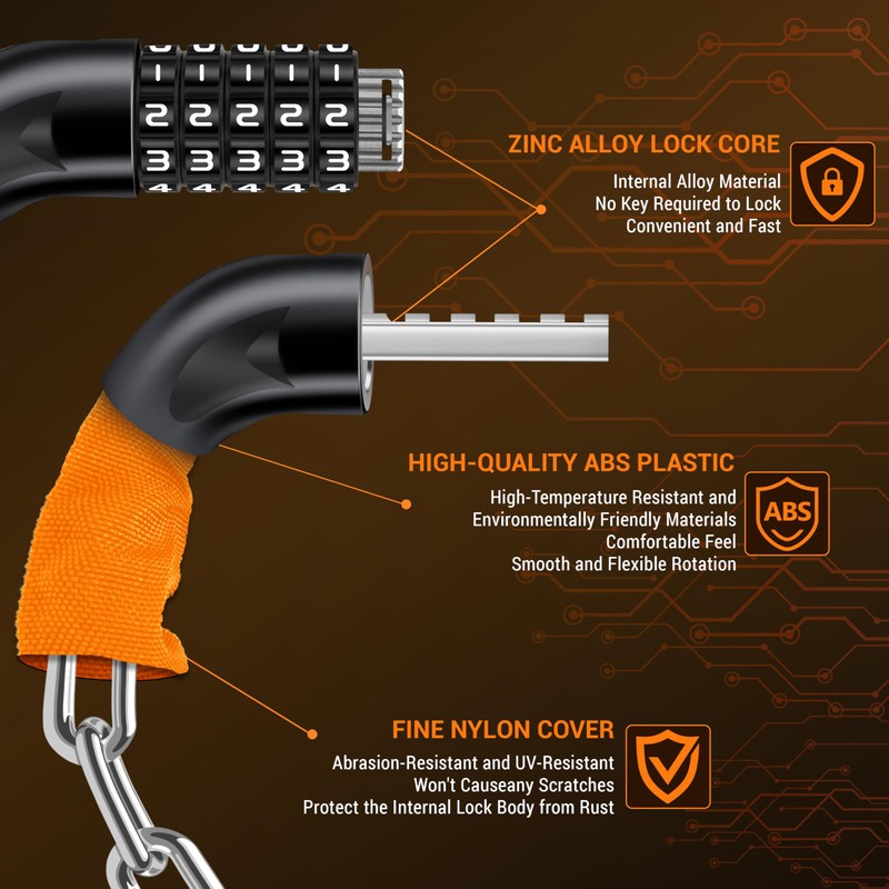 Looxmeer Bike Lock, Orange