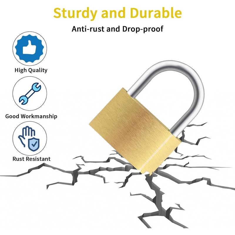 Cieex 8 Pieces Padlock Small Locks with Key 30mm Brass