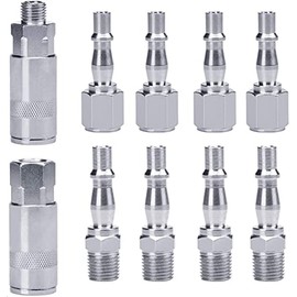 10 Pcs Air Line Connectors,Air Line Couplings Fitting 1/4" BSP Compressed Euro Airline Quick Release Fittings Male Female,Pcl Air Fittings,Air Compressor Fittings