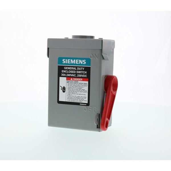 SIEMENS 2P 30A 240V General Duty Safety Switch Outdoor, Non-Fusible, ANSI 61 Grey