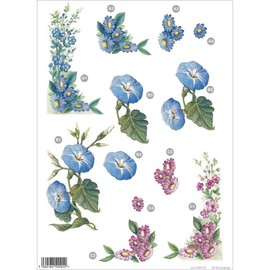 3D Die-Cut Decoupage Sheet 8.3"X11.69"-Floral: Morning Glory & Daisies