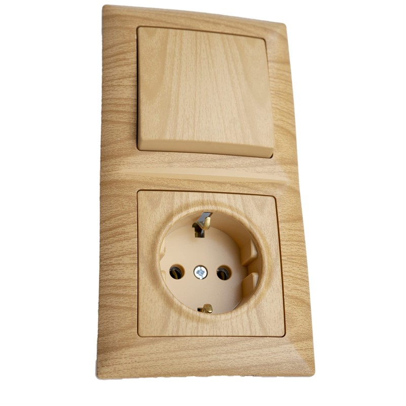 Günsan Visage Socket Switch Combination Flush-Mounted Oak Wood Look 16A