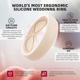 Egnaro 4/5/8 Variety Multipack Ergonomic Breathable Promise Ring, 6mm Wide - 2mm Thick Silicone Wedding Bands Women, Rubber Rings Women with Half Size