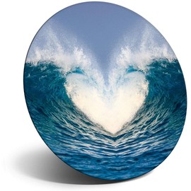 Destination Vinyl ltd Magnet for Refrigerator, Fridge - Wave Heart Ocean Surf Cute for Office, Cabinet and Whiteboard, Magnetic Stickers, 2483
