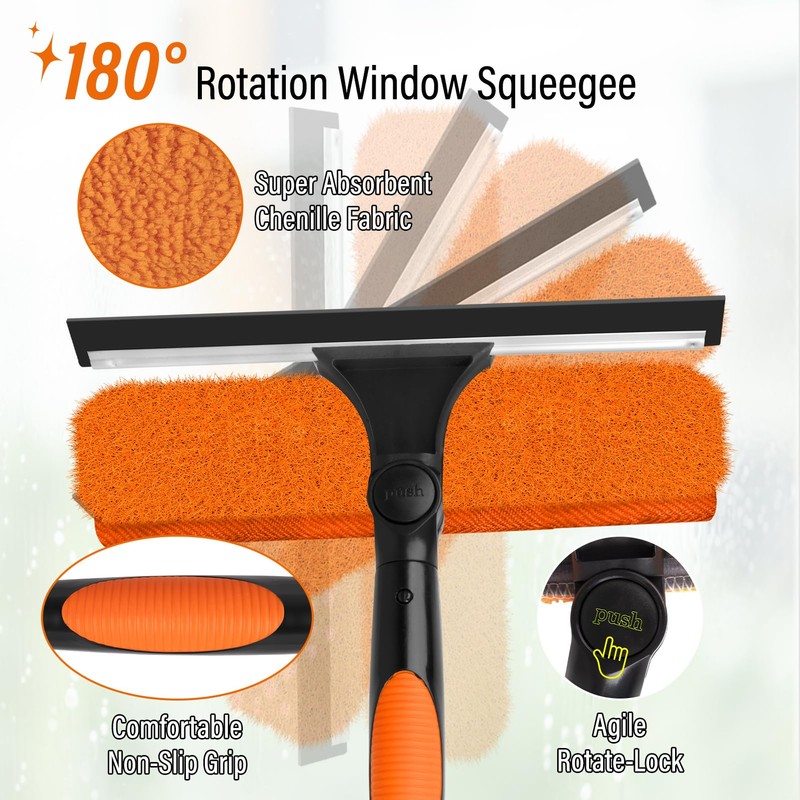 26FT High Window Cleaning Kit with Pole, 2 in 1