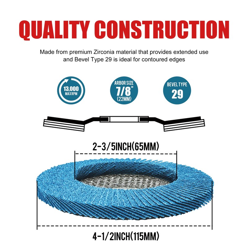 EZARC Flap Discs 40 Grit, 4 1/2 x 7/8-Inch Flap