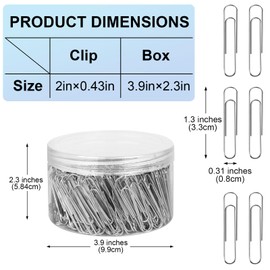 700 Pcs Large Paper Clips, 1.3 Inch Jumbo Paper Clips, Silver Paperclips, Stainless Steel Paper Clips Large, Paperclips Office for Teacher Supplies School Supplies Teacher Supplies