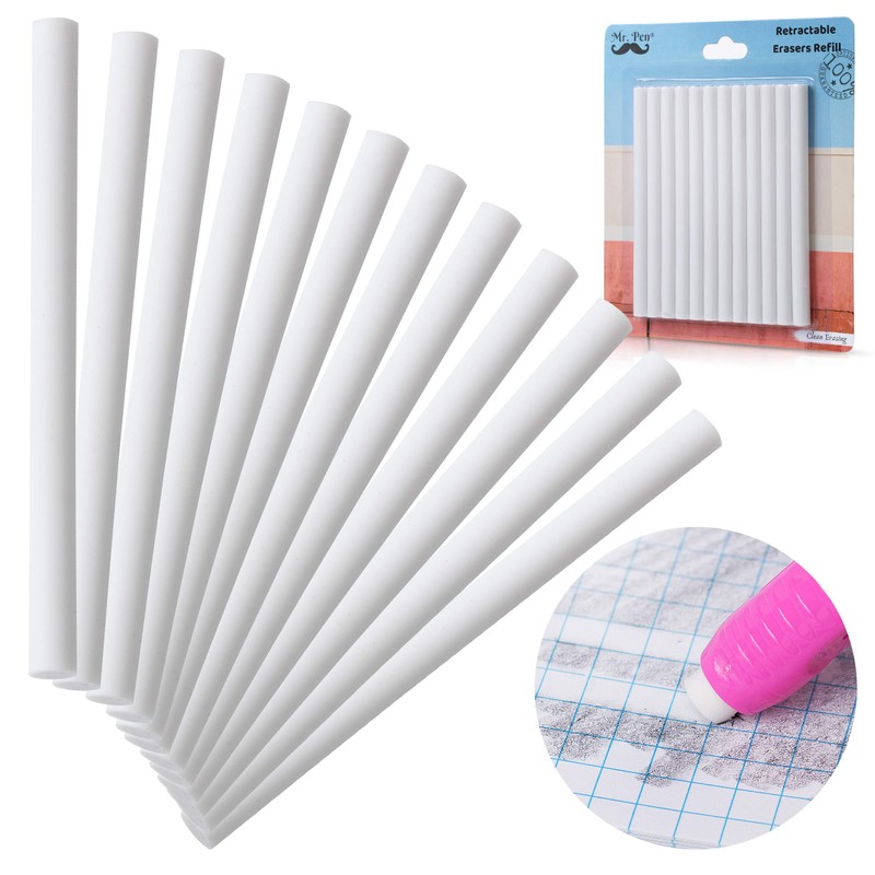 Mr. Pen- Eraser Refill, Erasers, Pack of 12, Eraser Pen