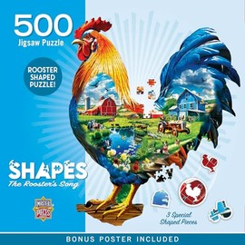 MasterPieces 500 Piece Shaped Jigsaw Puzzle for Adults, Family, Or Youth - The Rooster's Song - 20.86"x25.39"