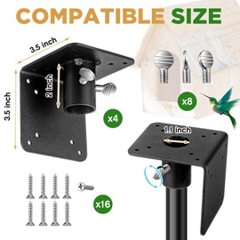 Hicarer 4 Pack Universal Mounting Flange for Bird Feeder Pole 1 Inch Diameter Bird Houses Metal Mounting 3.5 * 3.5 * 3.5 Inch Flange Mount Flange for Top and Side Outside, Yard, Garden