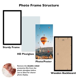 JCJMY 10x20 Picture Frame Set of 3 Black for Wall Hanging, Wall Mounting Horizontally or Vertically, 10 x 20 Wall Gallery Poster Photo Frame with Shatter Resistant Plexiglass, 3 Pack, Black