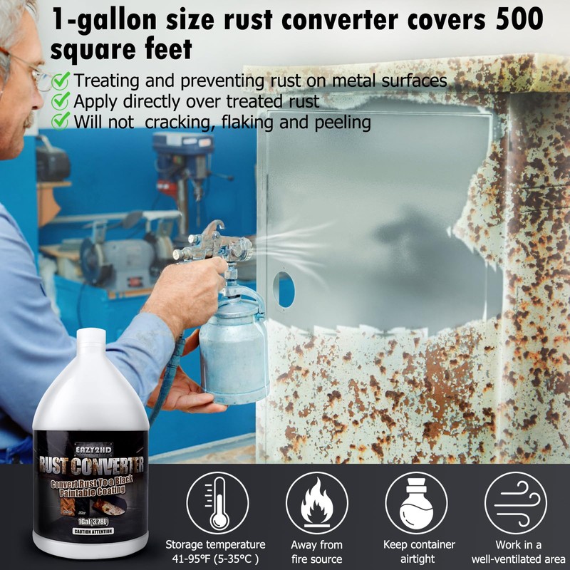 Eazy2hD Rust Converter for Metal, 1 Gallon Professional Rust Inhibitor,