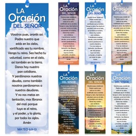 Skyygemm 60 Pcs Spanish Version The Lord's Prayer Mateo 6: 9-13 Father Bookmarks Religious Christian Bookmarks for Teens Men Women Church Home Party Favors