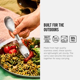 Black+Blum Spork Set of 4 Stainless Steel Sporks Set with Easy Clean Carry Bag