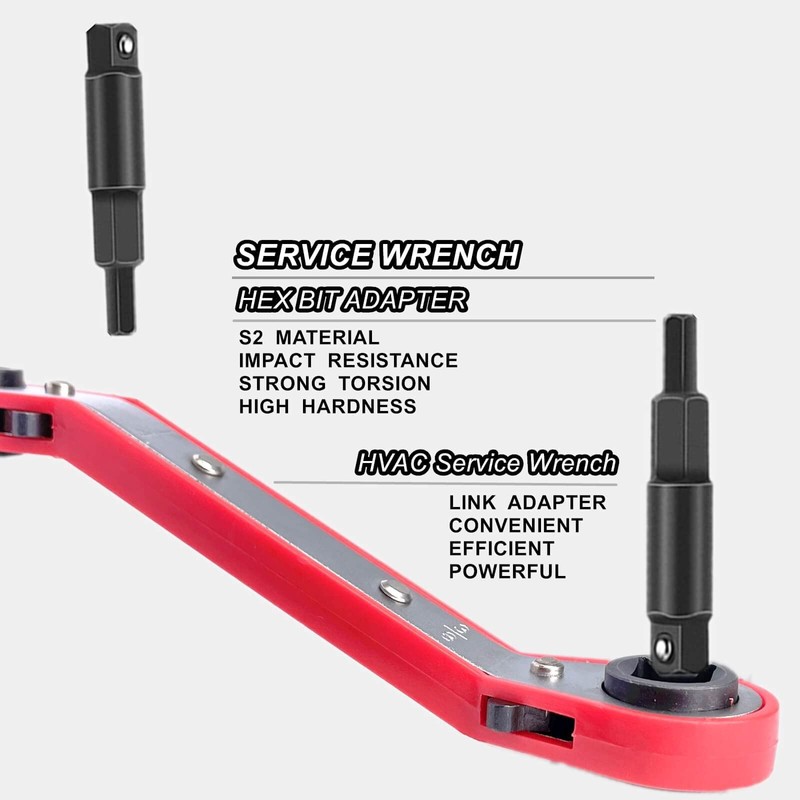 LDCRE HVAC Service Wrench Set, Air Conditioner Valve Curved Ratchet