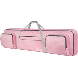 SNIGJAT 88 Key Keyboard Case (Size: 53.5"x13.8"x6.8"), Soft Padded Piano Case with Handle and Adjustable Shoulder Straps, Keyboard Bag with 3-Pocket for Music Sheet, Pedal, Gift for Women, Pink