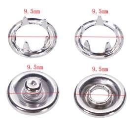 ONLYKXY 50 Sets 9.5mm/0.37inch Snap Buttons, Metal Ring Snaps, Snap Fasteners Kit, Hollow Prong Buckle (Silver)