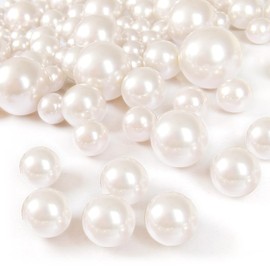 GLBYUNN 160 Pieces Pearl for Vase Filler and Transparent Water Gels No Hole Pearls Beads for Christmas Wedding Centerpiece Home Table Decor (Ivory)