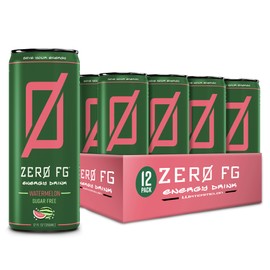ZERO FG Sugar Free Energy Drink, Watermelon, 140mg Natural Caffeine, Taurine, B-Vitamins, L-Carnitine, No Sugar, No Artificial Colors or Flavors, 12 fl oz (12 Pack)