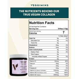 Veggimins True Vegan Collagen - Antioxidant-Rich Supplement of Pure Organic Hibiscus Powder for Hair & Skin - Plant Based & Cruelty Free with Biotin & B5-2 oz, 30 Servings per Bottle