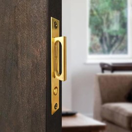 betensh Pocket Door Edge Pull Brushed Nickel Push Automatic Bounce Switch Hidden Handle Sliding Door Pull Hardware,Gold