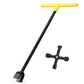 TFMUZERT Water Meter Key 16 Inch with 4-Way Utility Key, T-handle Water Shut Off Tool for Main Water Meter Valves