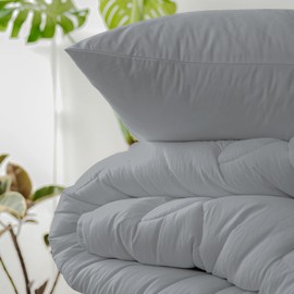 Purity Home Organic 100% Cotton Single Duvet Cover Set Light Grey, Eco-Friendly 2pcs Single Bedding Sets, Percale Weave Duvet Sets, Breathable & Lightweight Quilt Covers Single with Button Closure
