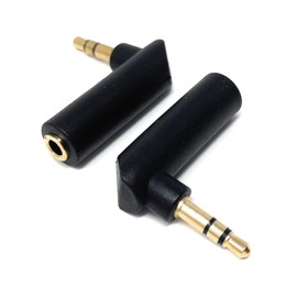 DRUT 2pcs 3.5mm Stereo Jack to 3.5mm Jack Socket Right Angle AUX Cable Adapter Black Gold