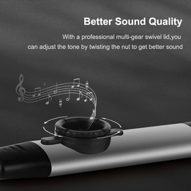 Upgrade Metal Kazoo, Adjustable Tone Professional Aluminum Alloy Kazoo with Five Flute Diaphragms, Food Grade Mouthpiece with Cover and Sling Design Kazoos for Adults/Music Lovers (Silver Kazoo)