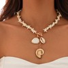 YANCHUN Shell Starfish Necklace Layer Charm Necklace for Women Boho