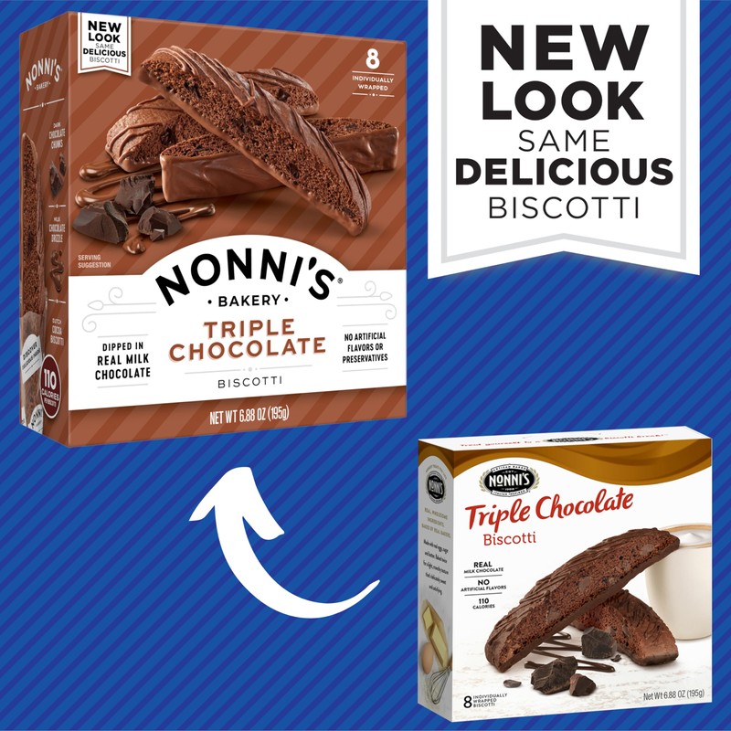 Nonni's Triple Chocolate Biscotti Italian Cookies - 2 Boxes Triple