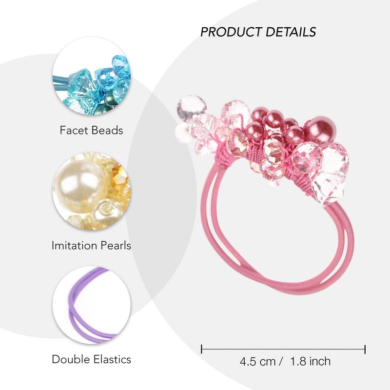 BasicSense Beads Double Elastic Bobbles Ponytail Holder Hair Ties Band
