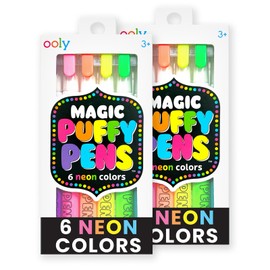 Ooly Puffy Paint Neon Gel Pens 2 Pack (12 Pens), 3D Foam Texture Painting Magic Puffy Pen, Creative and Fun Pens for Kids Arts and Crafts Drawing Supplies