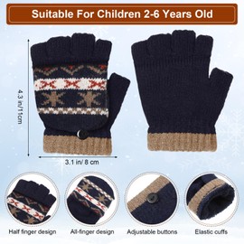 Handepo Kid Winter Gloves 3 Pair Convertible Warm Gloves Flip Top Toddler Gloves Baby Gloves Infant Gloves for Kids 2-6 Years (Cyan, Deep Gray, Coffee)