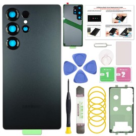 Compatible with Galaxy S25 Ultra Back Glass Cover Replacement, with Pre-Installed Camera Lens & Pre-Cut Tape, Includes Instruction, Jet Black