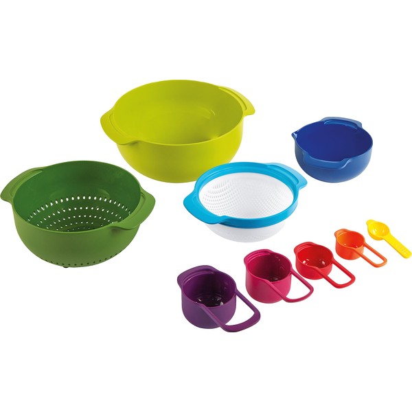 Casdon Joseph Joseph Nest 9 | Colourful Toy Food Prep Set for Children Aged 3 Years & Up | Includes 9 Different Sized Utensils!