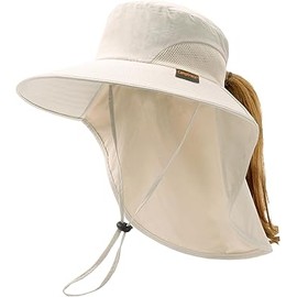 Camptrace Sun Hats for Women Men UPF 50+ UV Protection Wide Brim Hiking Fishing Hat with Neck Flap