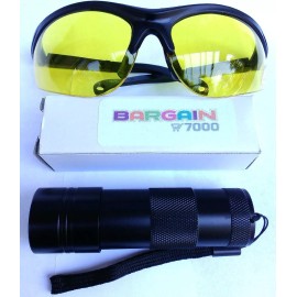 Bargain 7000 UV Flashlight Urine & Yellow Glasses Pet Accident Finder Dog Cat Rodent Scorpion