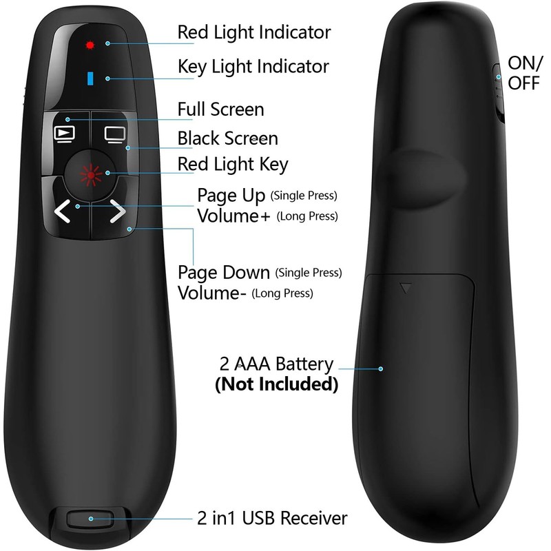 2 in 1 USB Type C Wireless Presenter for Presentations