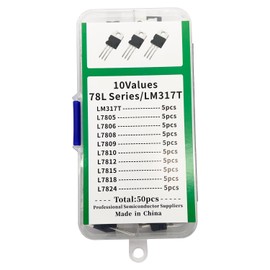50Pcs 10 Values LM317 L7805 L7806 L7808 L7809 L7810 L7812 L7815 L7818 L7824 TO-220 Package High Current Positive Voltage Regulator Assortment Kit