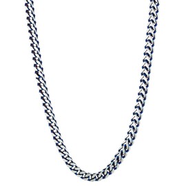 Metro Jewelry Thick Two Tone Foxtail Chain Necklace for Men in Stainless Steel with Blue Ion Plating 5 MM Wide 18 Inch with Lobster Claw