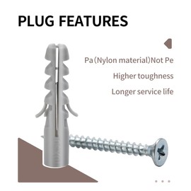 Screws and Wall Plugs Set(10pcs Screws and 10pcs Wall Plugs),Zinc Galvanized Screw