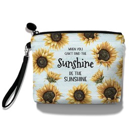 Hglian Regalos para mujer, bonita bolsa de muñeca con cremallera para bolso de viaje, bolsa de maquillaje para artículos de tocador, accesorios cosméticos, funda organizadora, regalos de cumpleaños inspiradores para niñas, Girasol, Pequeño, Bonito diseño