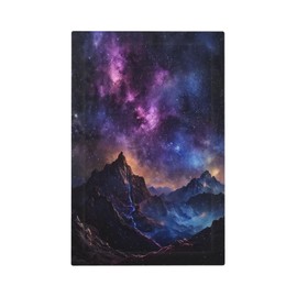 Dream Blue Purple Starry Sky Theme Mountain Galaxy Light Switch Cover Plate 1 Gang Electrical Wall Plates Faceplate Decorative Switch Plate No Device Blank for Bedroom Kids Room Decor