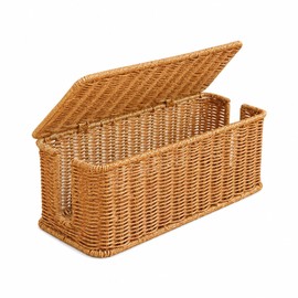 Handmade Rattan Cable Management Box for Cord Organization - Decorative Power Strip Storage for Home & Office